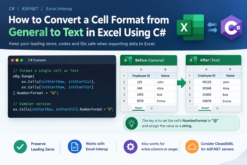 Convert General to Text in Excel in C#