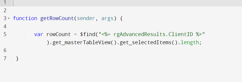 Get selected row count in Telerik RadGrid