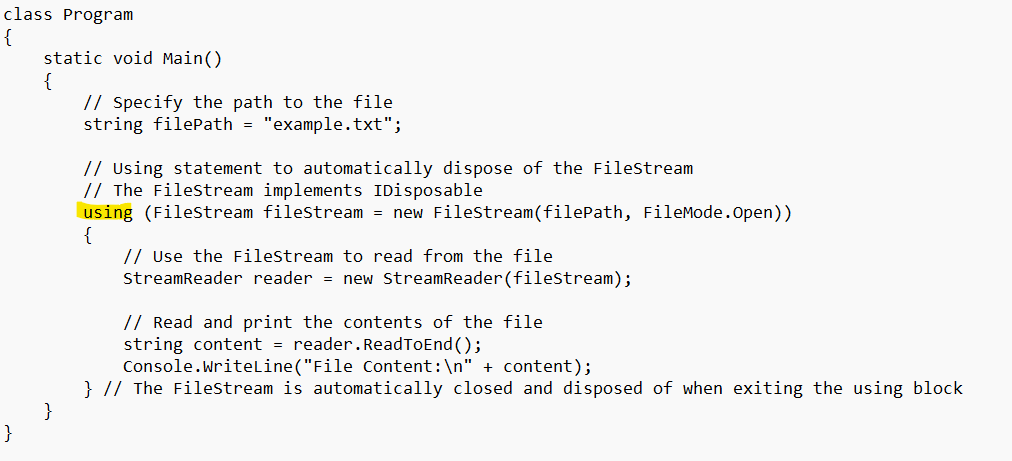 20+ Advanced C# Interview Questions And Answers : Easy way to hiring 2 Describe the use of the 'using' statement in C#