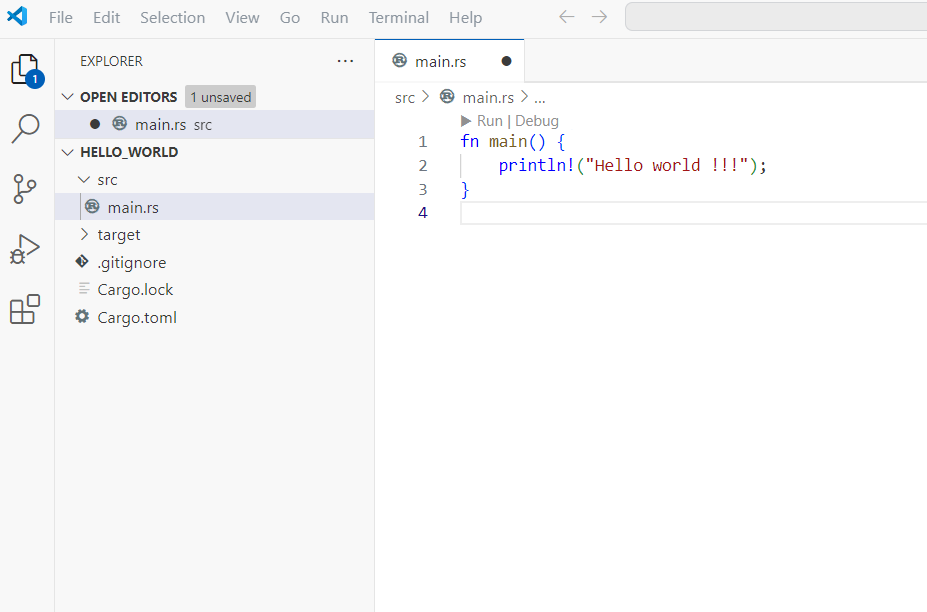Rust: Write HelloWorld
