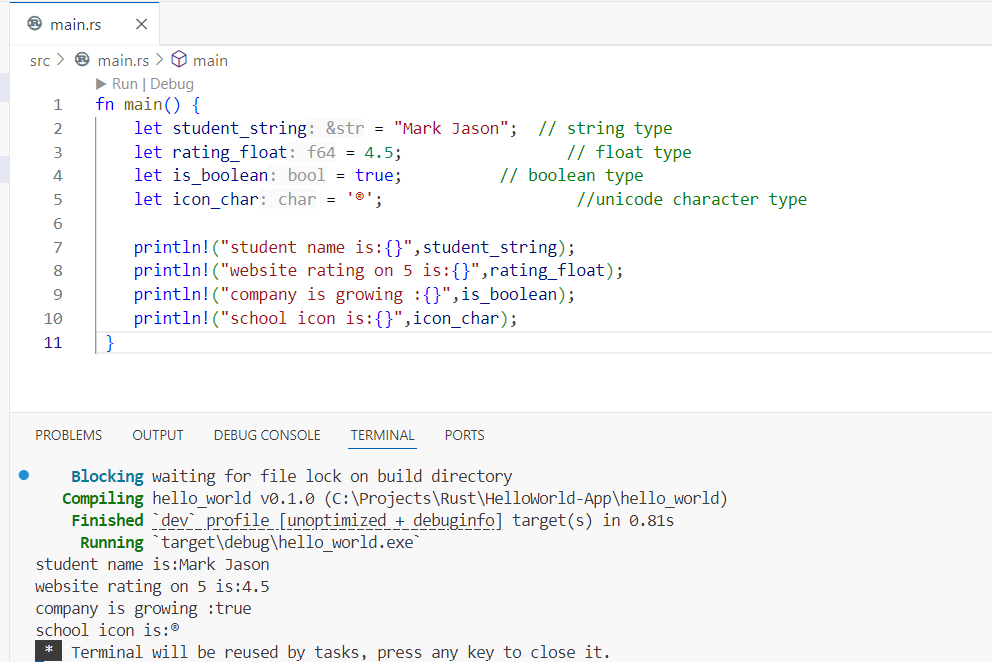Scalar types variable