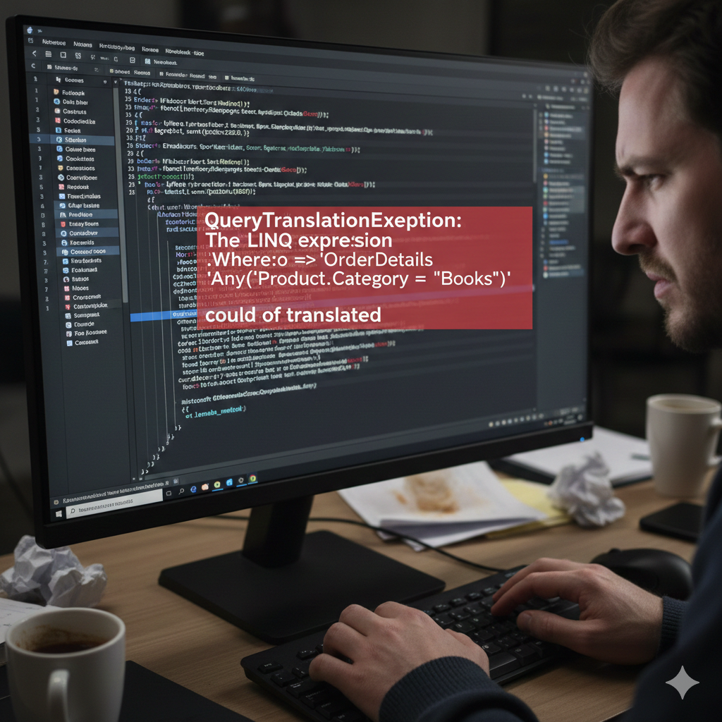 EF Core Any() QueryTranslation Exception – Root Cause & Fix 1 EF Core Any() QueryTranslation Exception